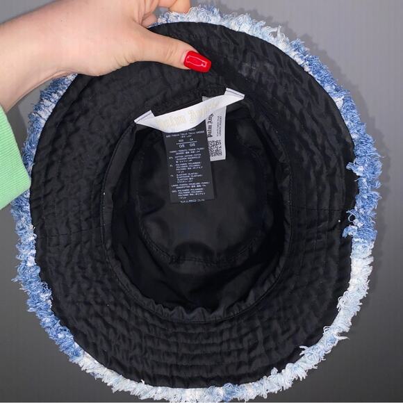 PALM ANGELS Blue Monogram Denim Bucket Hat
